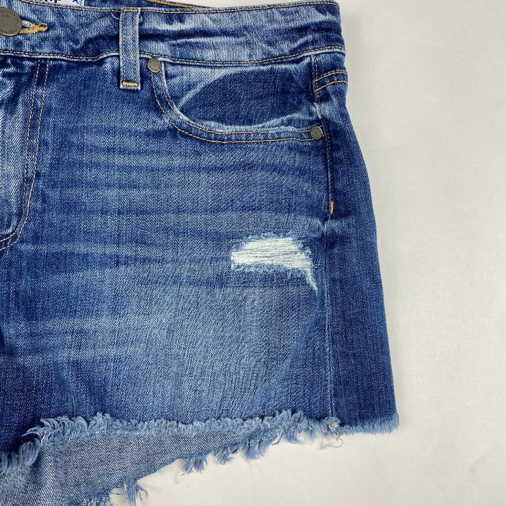 Paige Denim Daryn Jean Distressed Shorts Size 31 Medium Wash Cutoff - Picture 4 of 13